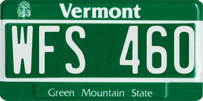 VT license plate WFS460