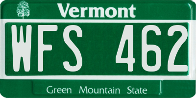 VT license plate WFS462