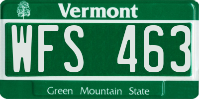 VT license plate WFS463