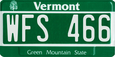 VT license plate WFS466