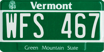 VT license plate WFS467
