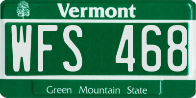 VT license plate WFS468