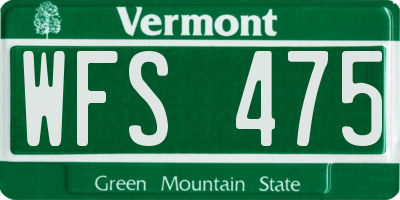 VT license plate WFS475