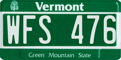 VT license plate WFS476