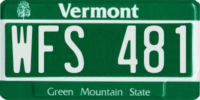 VT license plate WFS481