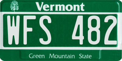 VT license plate WFS482