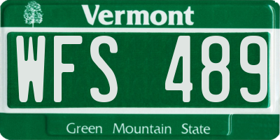 VT license plate WFS489