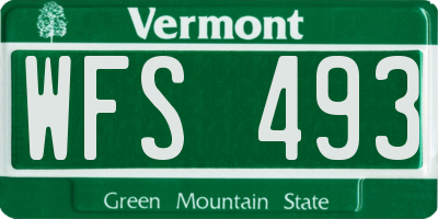 VT license plate WFS493
