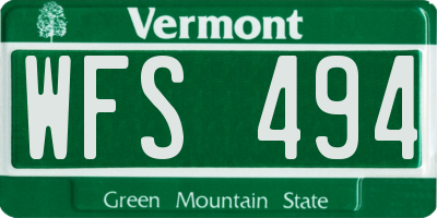 VT license plate WFS494