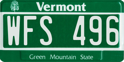 VT license plate WFS496