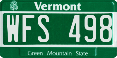 VT license plate WFS498