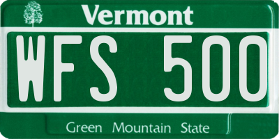 VT license plate WFS500