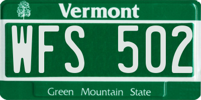 VT license plate WFS502