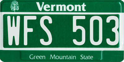 VT license plate WFS503