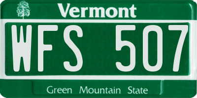 VT license plate WFS507