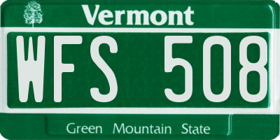 VT license plate WFS508
