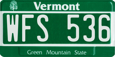 VT license plate WFS536