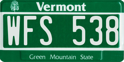 VT license plate WFS538