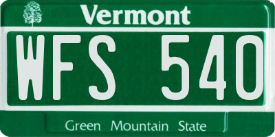 VT license plate WFS540