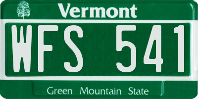 VT license plate WFS541