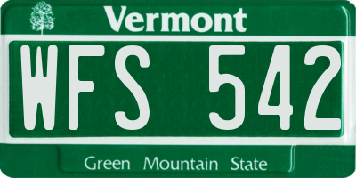 VT license plate WFS542