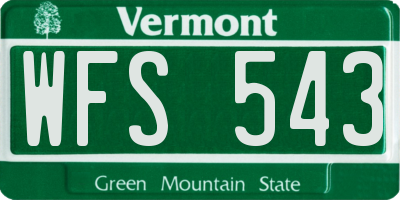 VT license plate WFS543