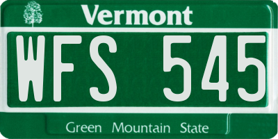 VT license plate WFS545