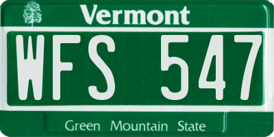 VT license plate WFS547