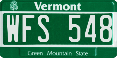 VT license plate WFS548