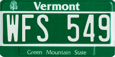 VT license plate WFS549