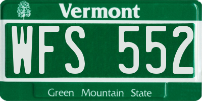 VT license plate WFS552