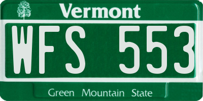 VT license plate WFS553