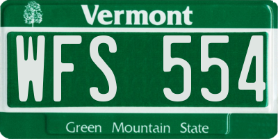 VT license plate WFS554