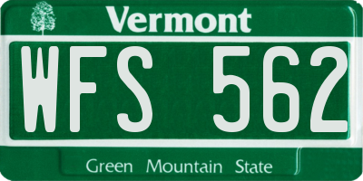 VT license plate WFS562