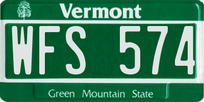 VT license plate WFS574