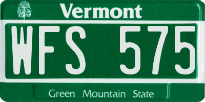 VT license plate WFS575