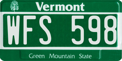 VT license plate WFS598