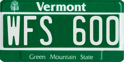 VT license plate WFS600