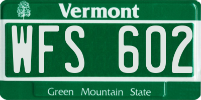 VT license plate WFS602