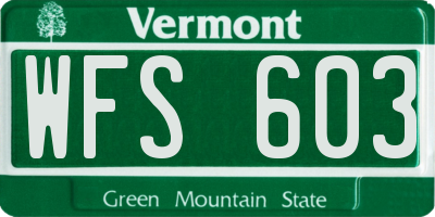 VT license plate WFS603