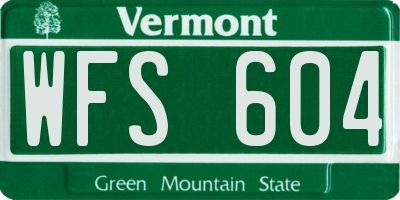 VT license plate WFS604