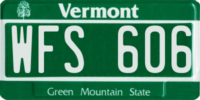 VT license plate WFS606