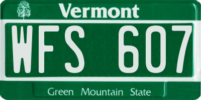 VT license plate WFS607