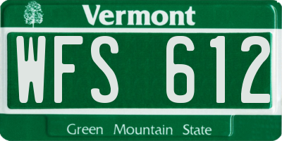 VT license plate WFS612