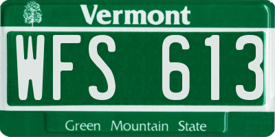 VT license plate WFS613
