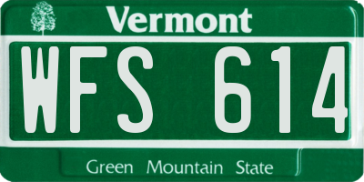 VT license plate WFS614