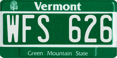VT license plate WFS626