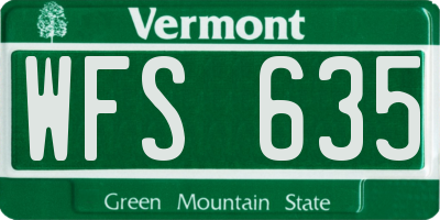 VT license plate WFS635