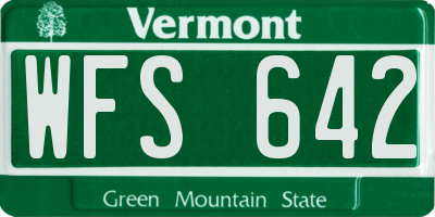 VT license plate WFS642