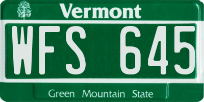 VT license plate WFS645